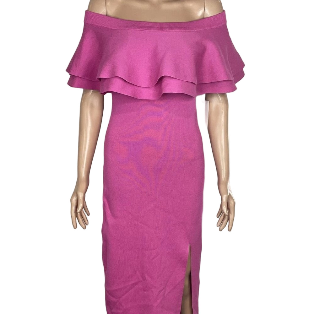 Endless Rose Women's Off-Shoulder Ruffle Maxi Dress Pink Size S